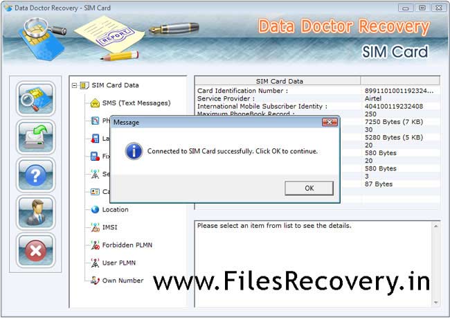 SIM Card Recovery Tool screenshot