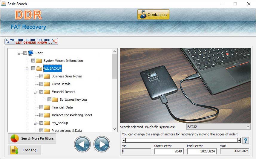 Screenshot of Windows FAT Partition Data Recovery Ex