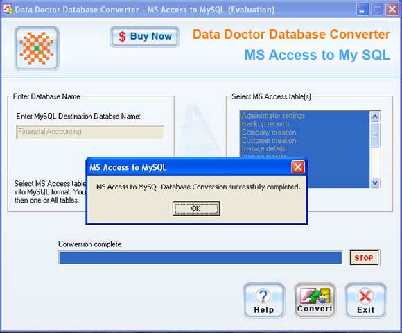 Screenshot of Migrate MS Access To MySQL