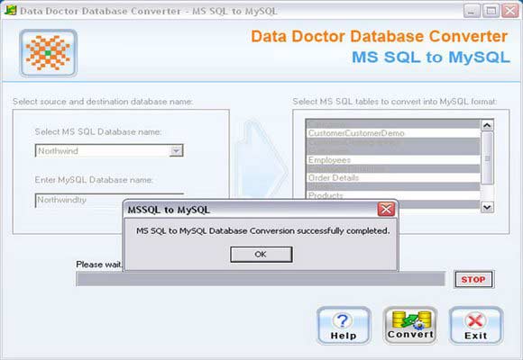 Database transfer tool transfers MSSQL DB records into MySQL server format