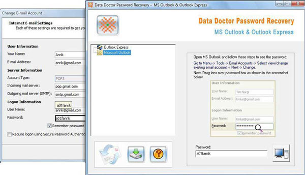 Outlook and Outlook Express Password Recovery Tool