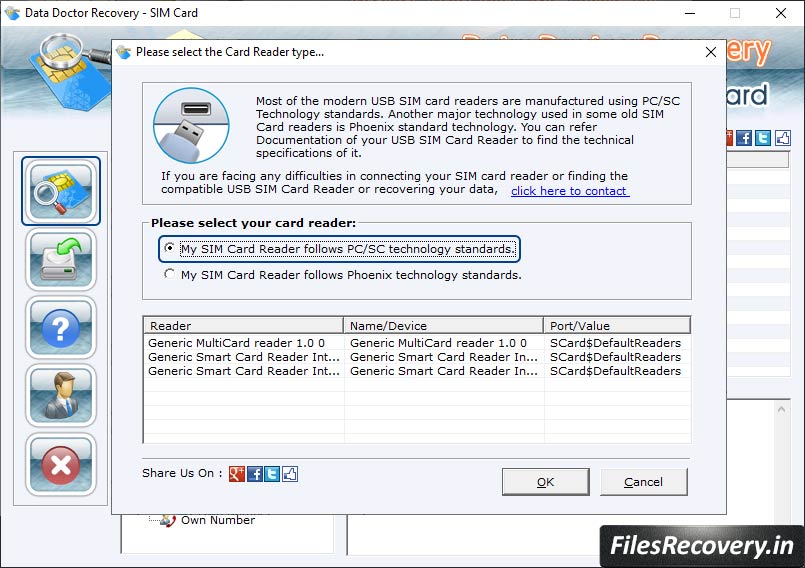 Select Card Reader Type